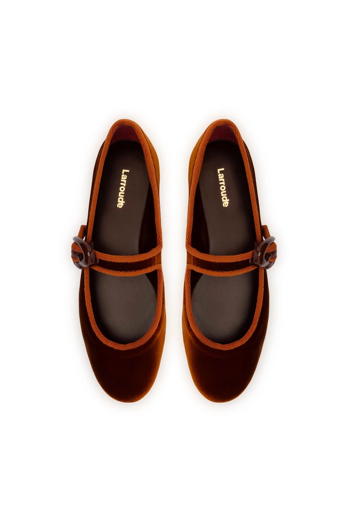 Larroude Verona Ballet Flat In Cuoio Velvet