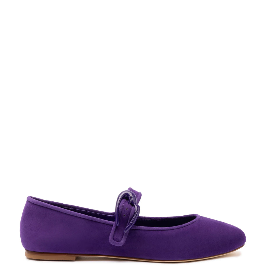 Larroude Verona Ballet Flat In Eggplant Suede