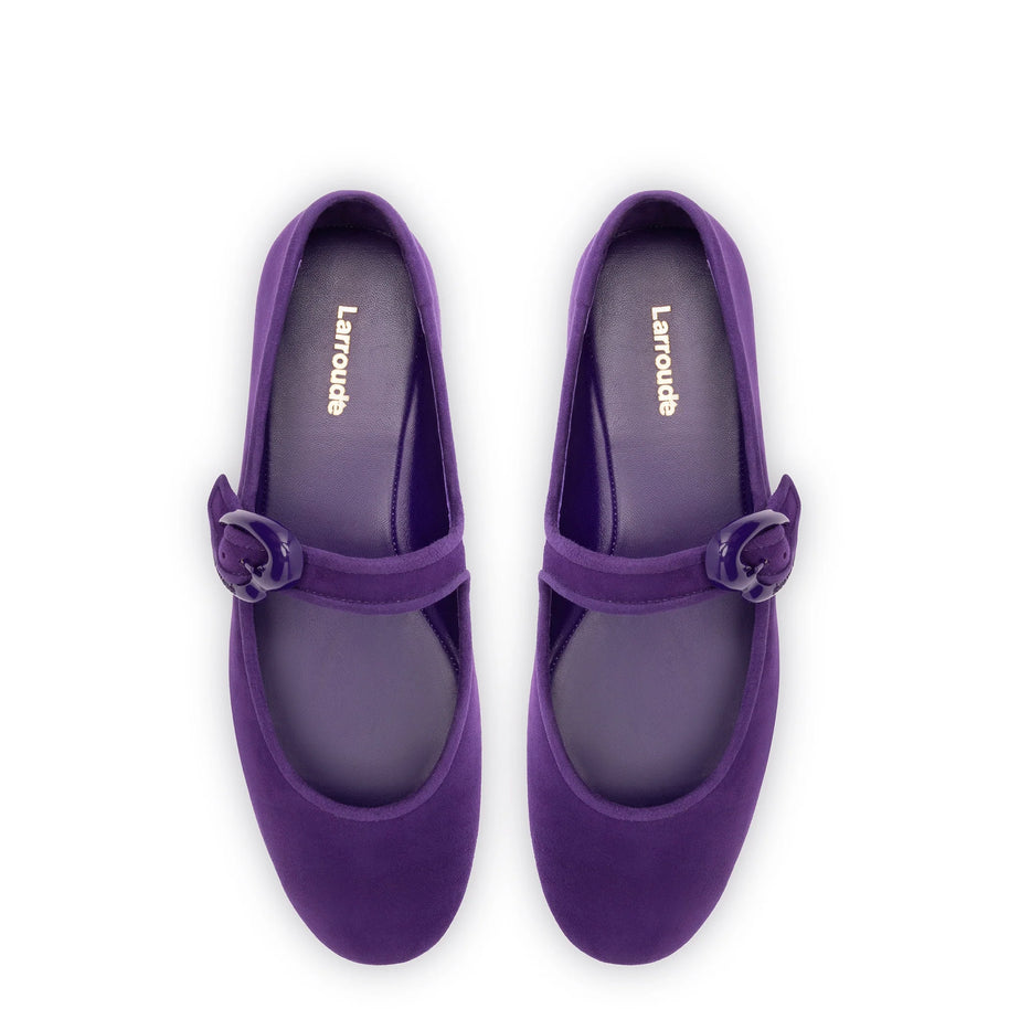 Larroude Verona Ballet Flat In Eggplant Suede