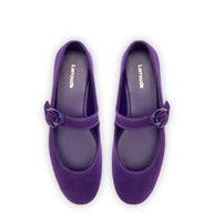 Larroude Verona Ballet Flat In Eggplant Suede