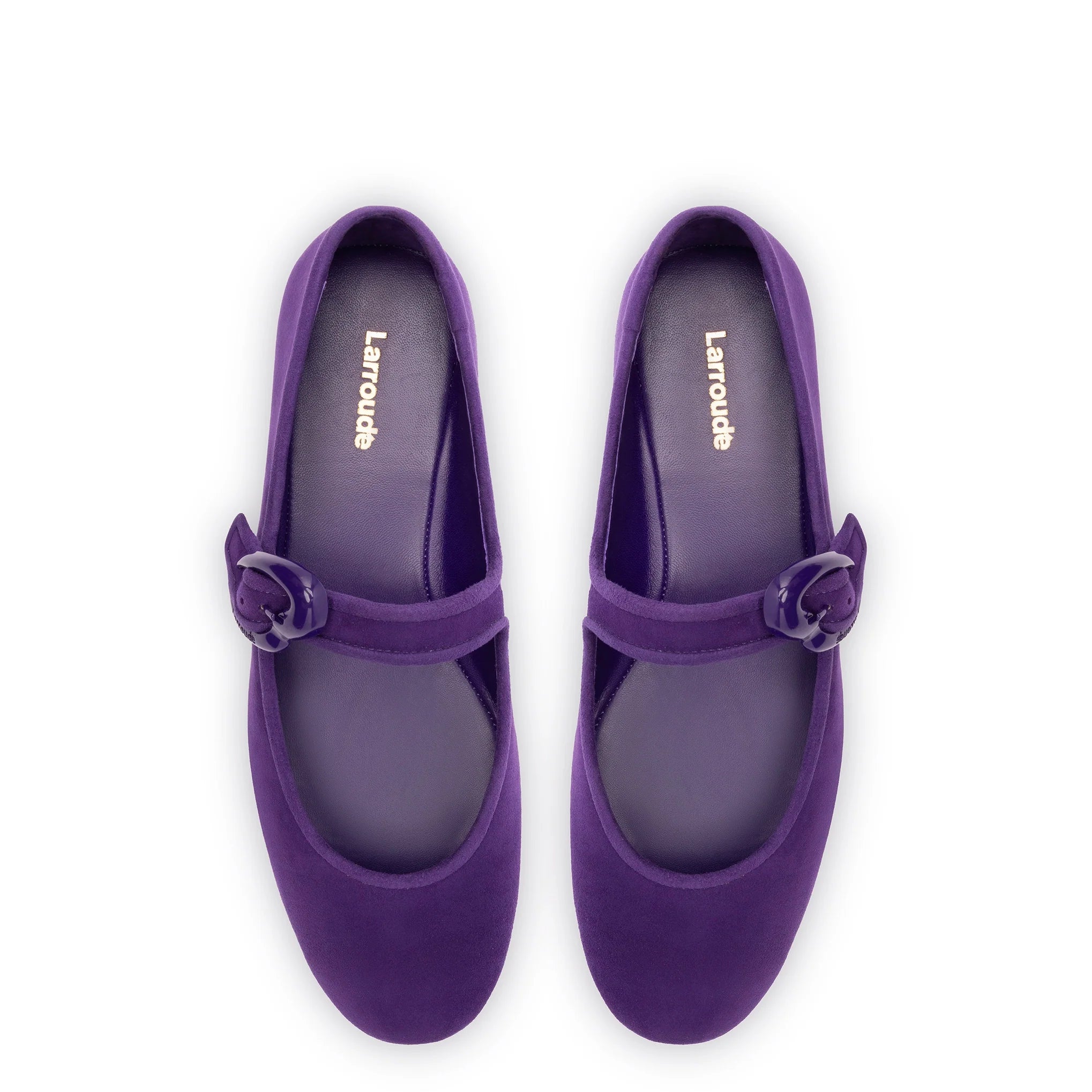 Larroude Verona Ballet Flat In Eggplant Suede