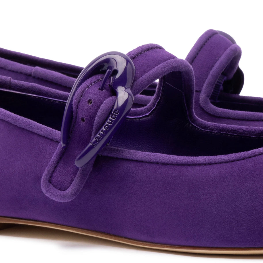 Larroude Verona Ballet Flat In Eggplant Suede