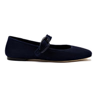 Larroude Verona Ballet Flat In Navy Suede