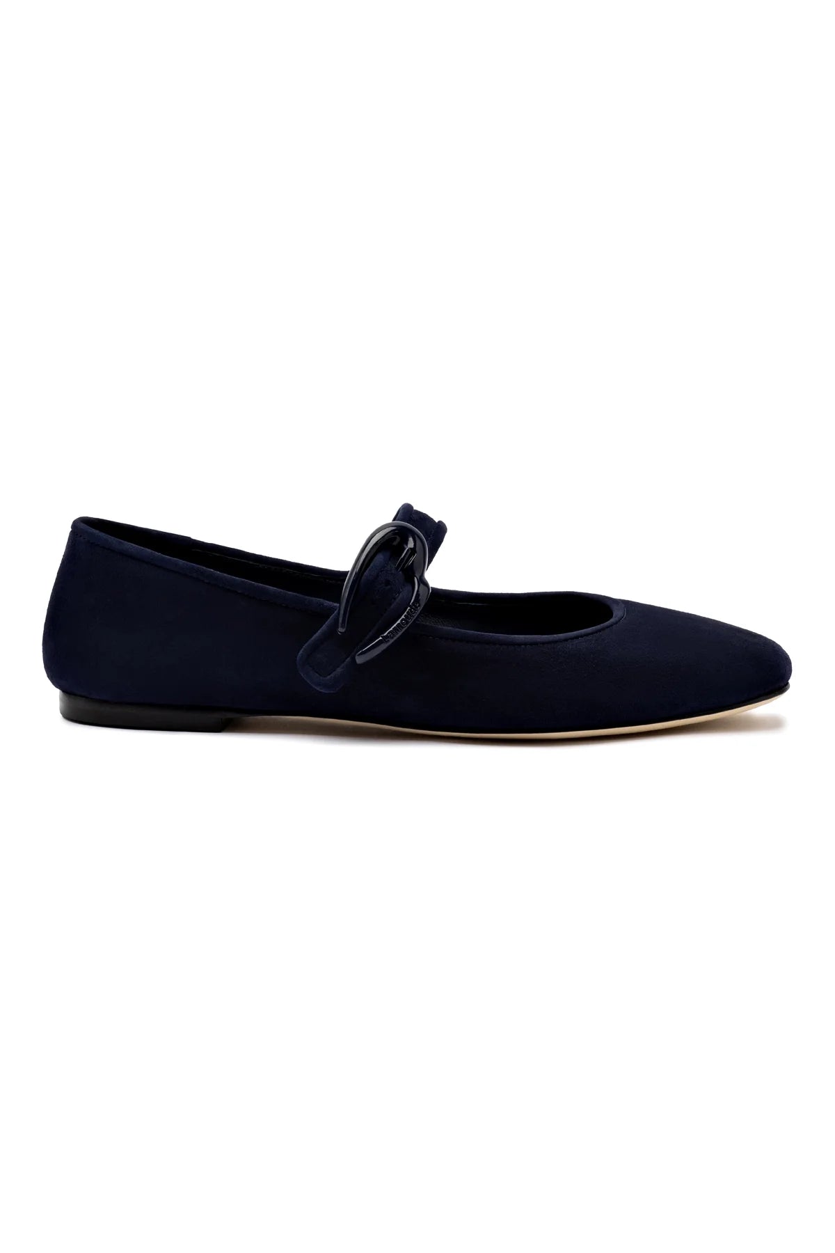 Larroude Verona Ballet Flat In Navy Suede