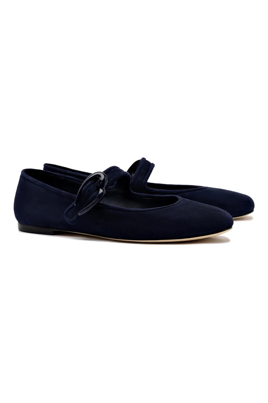 Larroude Verona Ballet Flat In Navy Suede