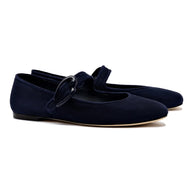 Larroude Verona Ballet Flat In Navy Suede