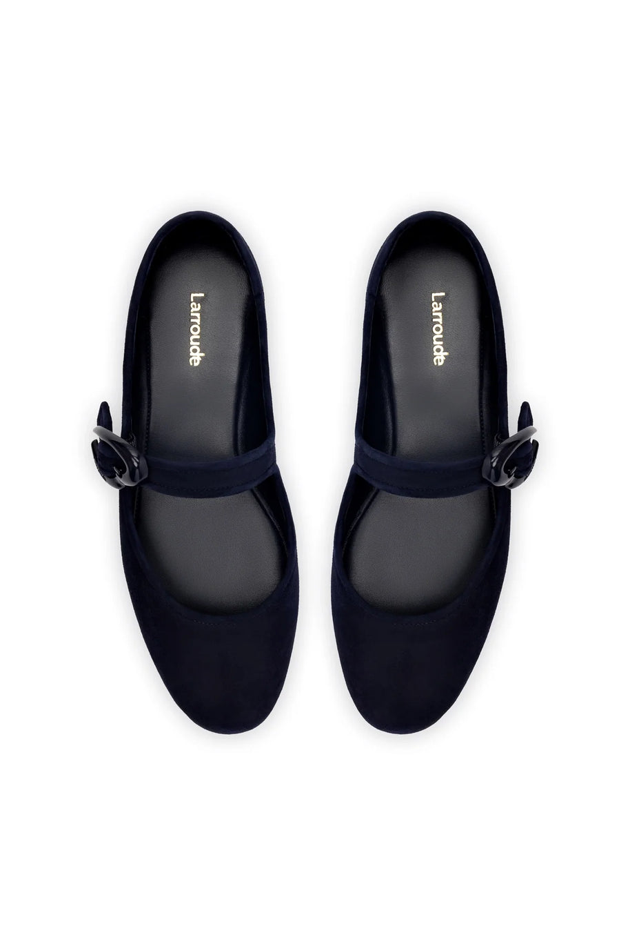 Larroude Verona Ballet Flat In Navy Suede