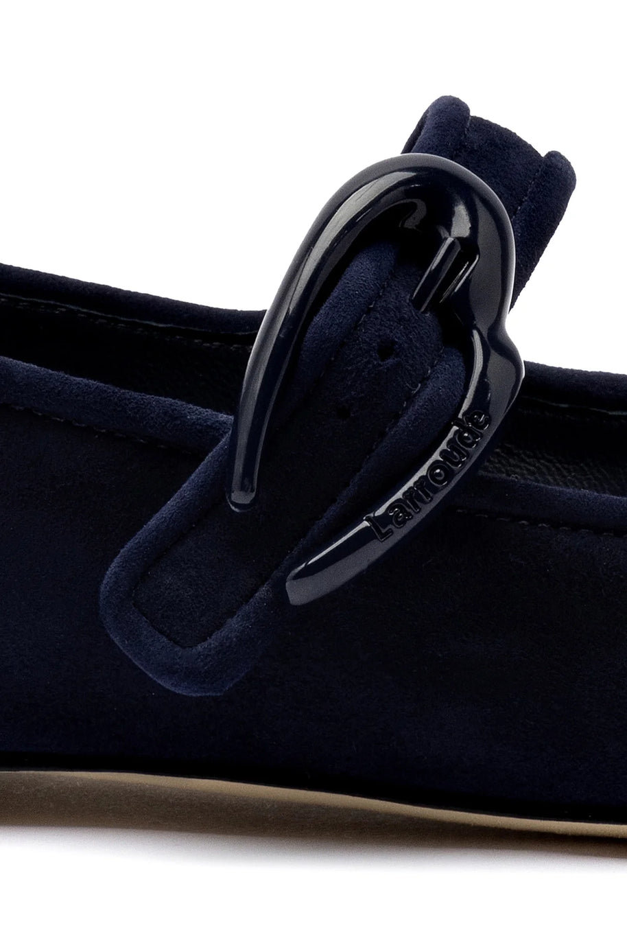 Larroude Verona Ballet Flat In Navy Suede