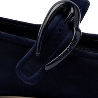 Larroude Verona Ballet Flat In Navy Suede