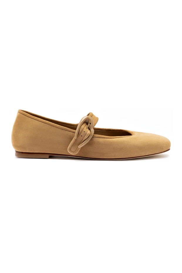 Larroude Verona Ballet Flat In Peanut Suede