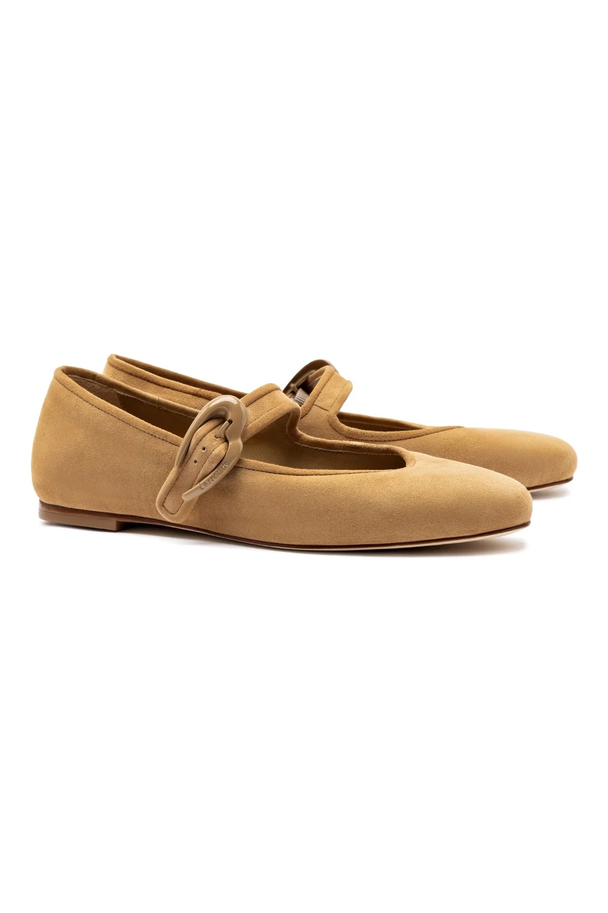 Larroude Verona Ballet Flat In Peanut Suede