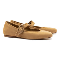 Larroude Verona Ballet Flat In Peanut Suede