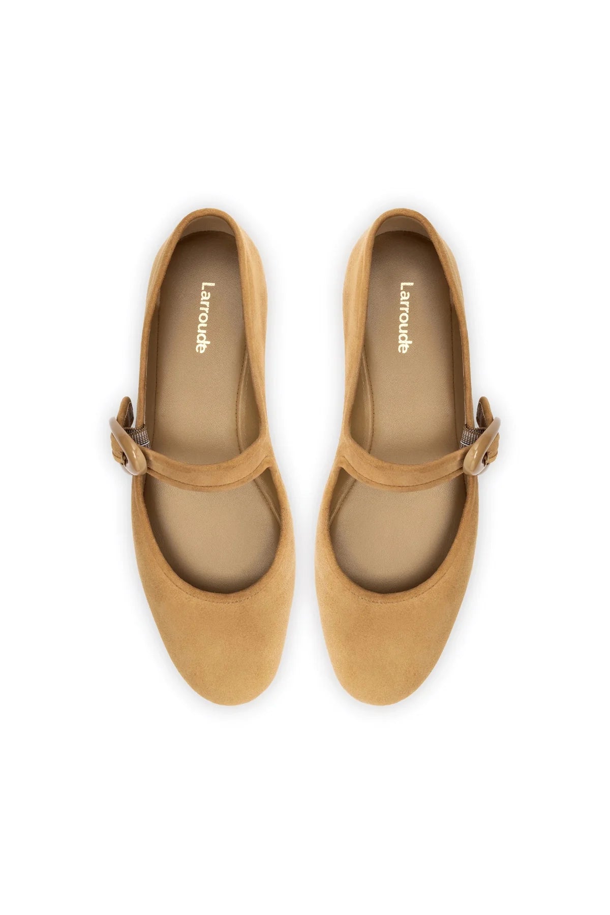 Larroude Verona Ballet Flat In Peanut Suede