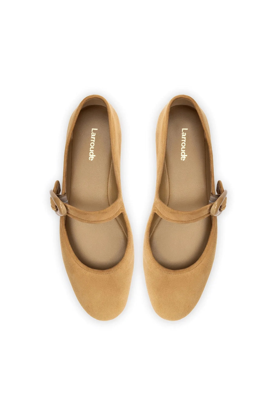 Larroude Verona Ballet Flat In Peanut Suede