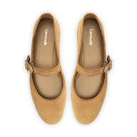 Larroude Verona Ballet Flat In Peanut Suede