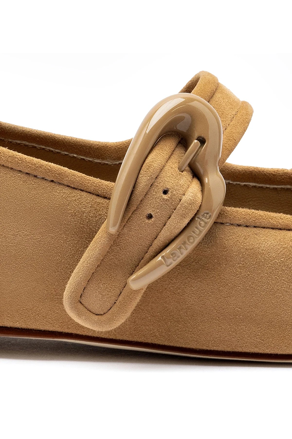 Larroude Verona Ballet Flat In Peanut Suede