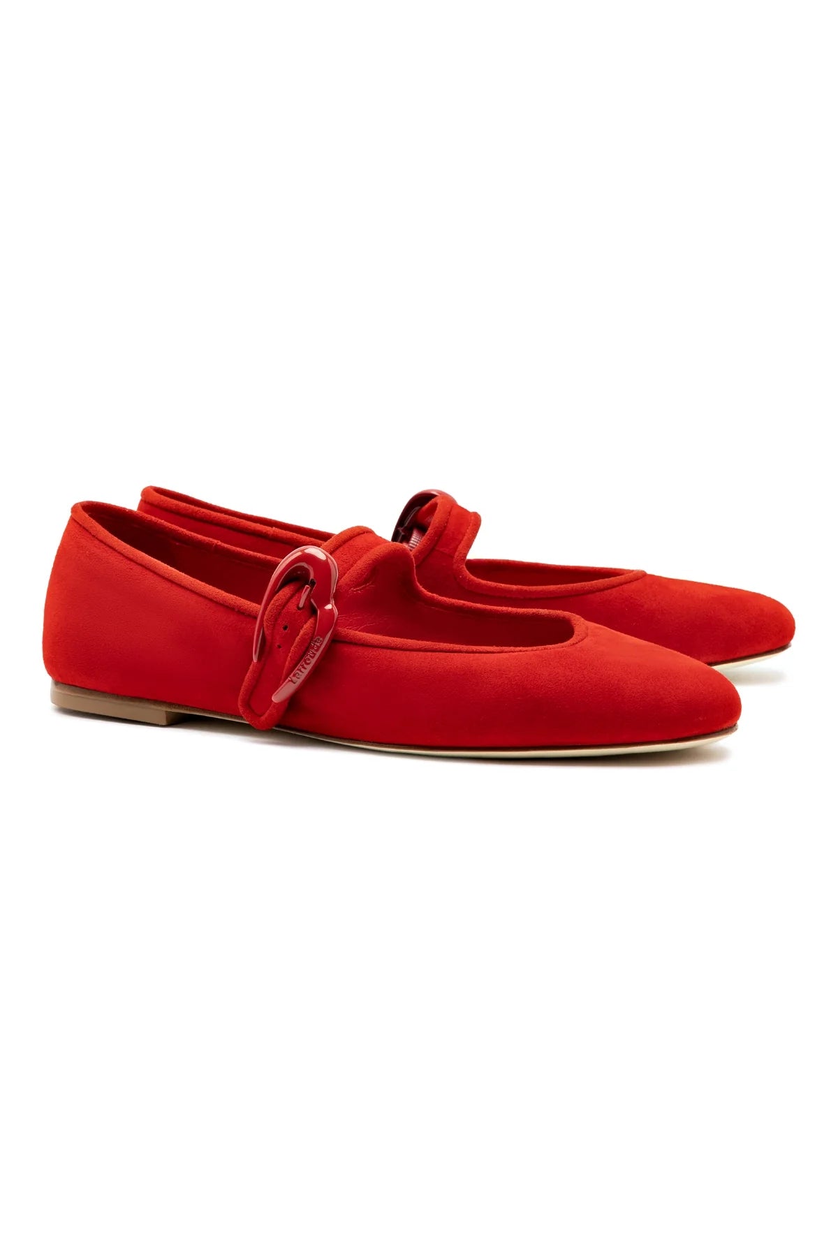 Larroude Verona Ballet Flat In Scarlet Suede