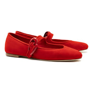 Larroude Verona Ballet Flat In Scarlet Suede