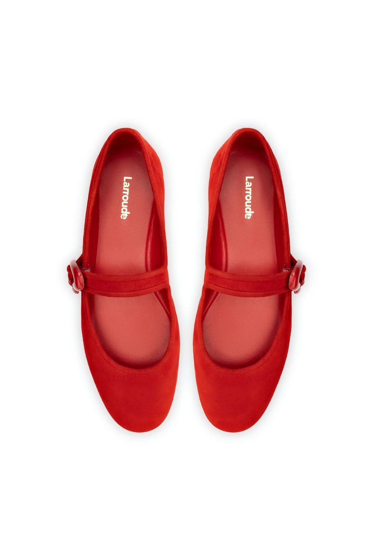 Larroude Verona Ballet Flat In Scarlet Suede