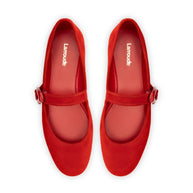 Larroude Verona Ballet Flat In Scarlet Suede