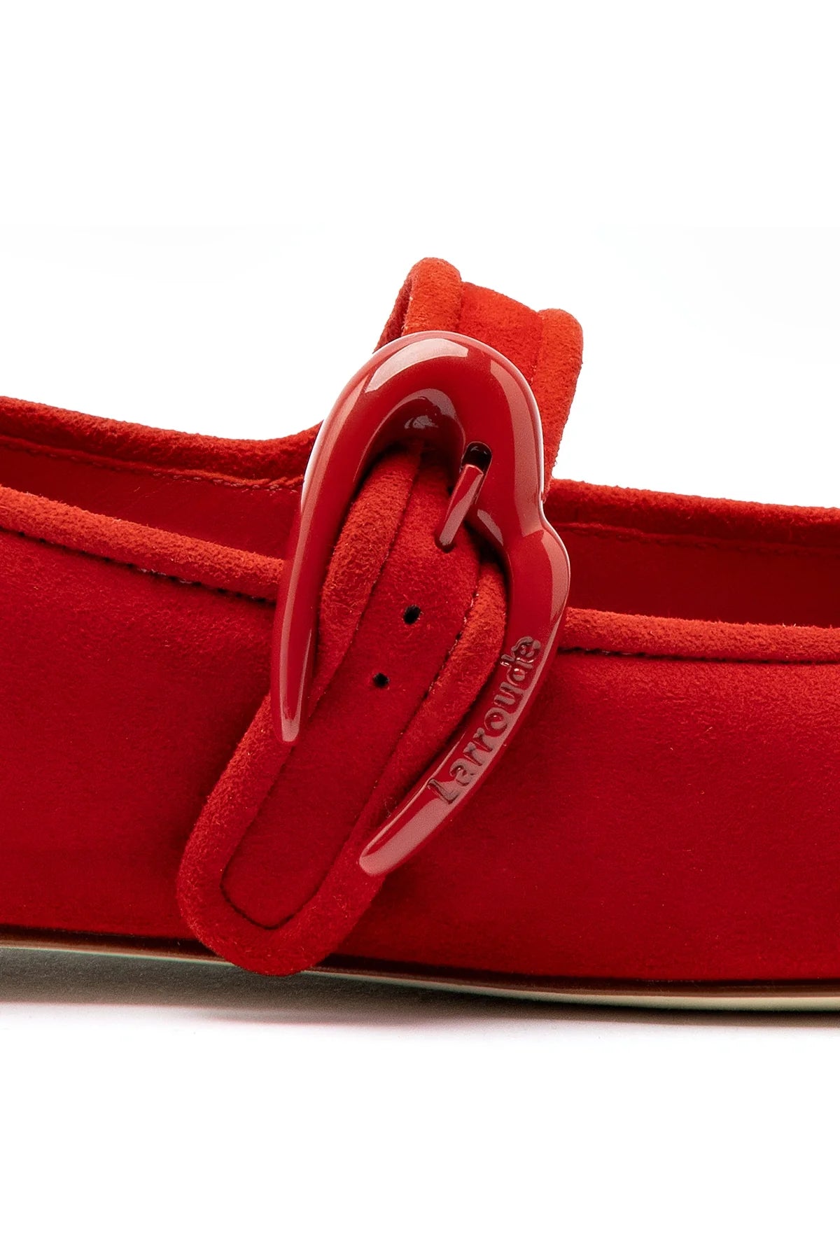Larroude Verona Ballet Flat In Scarlet Suede
