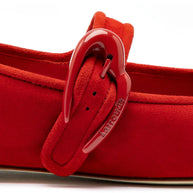 Larroude Verona Ballet Flat In Scarlet Suede