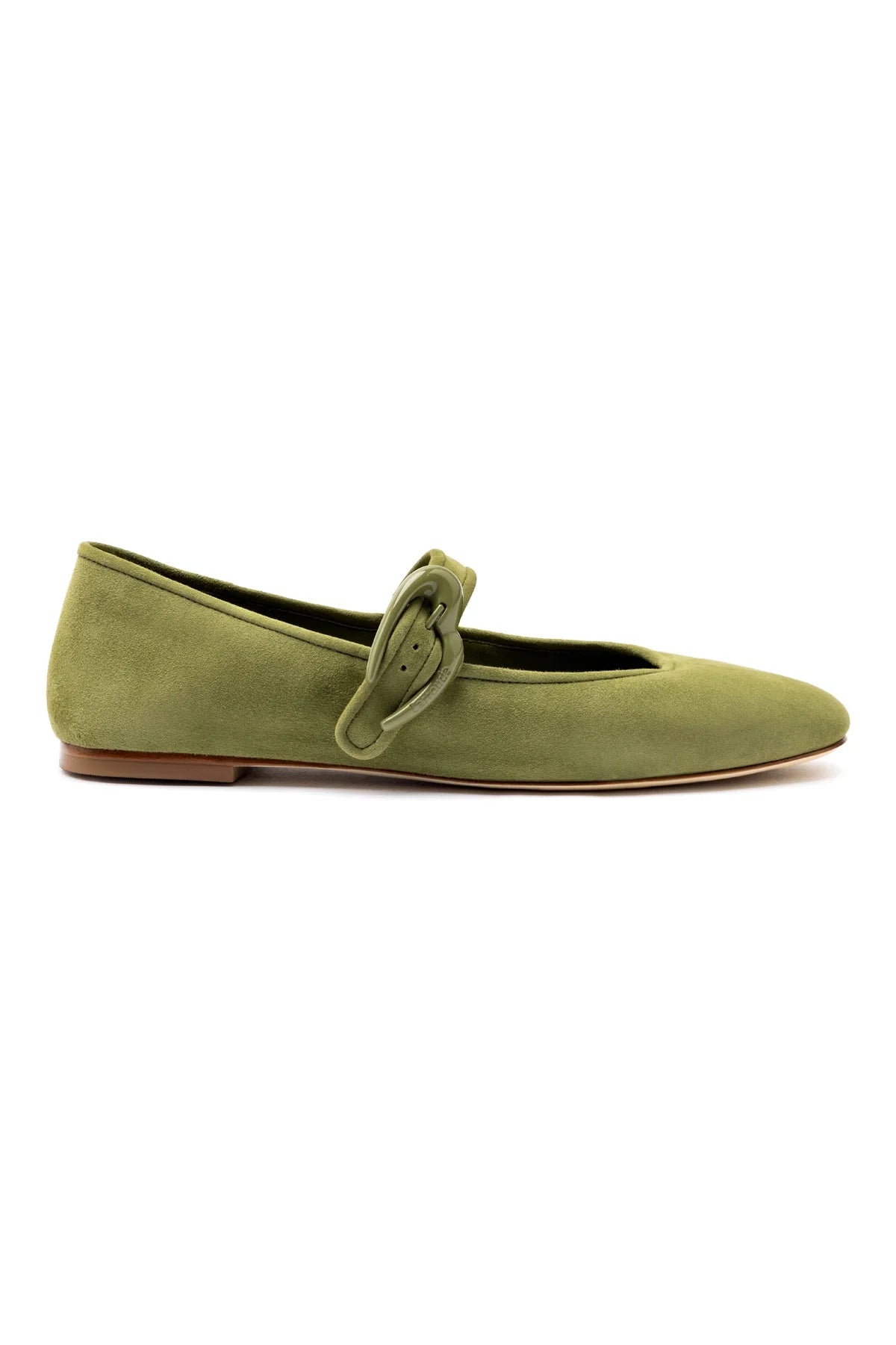 Larroude Verona Ballet Flat In Seaweed Suede