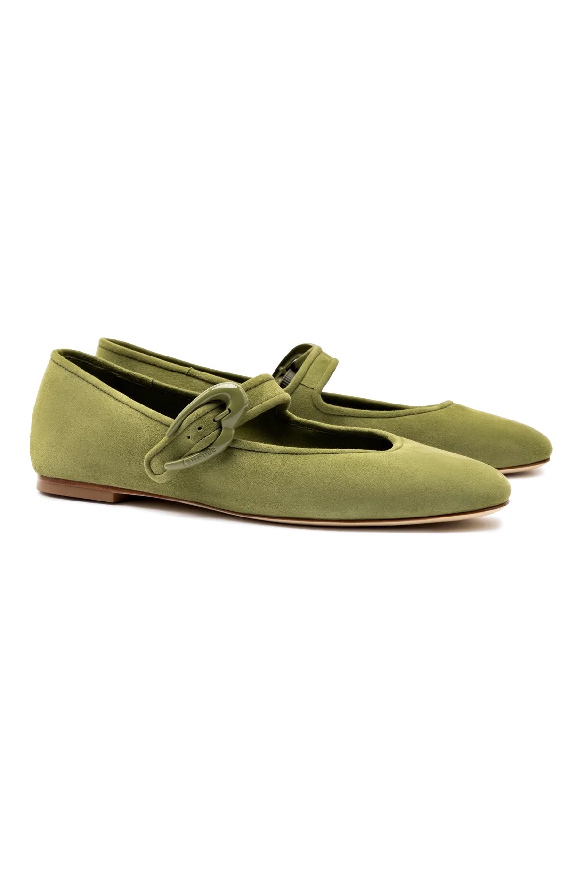 Larroude Verona Ballet Flat In Seaweed Suede