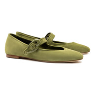 Larroude Verona Ballet Flat In Seaweed Suede