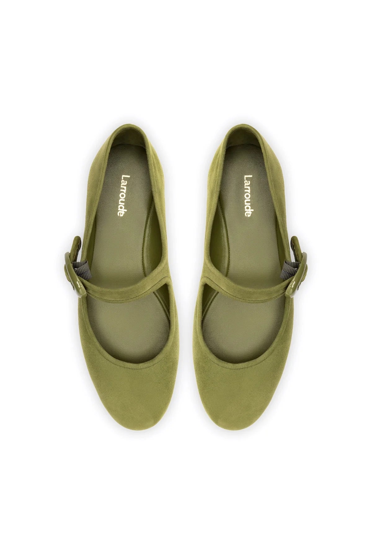 Larroude Verona Ballet Flat In Seaweed Suede