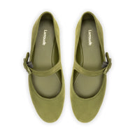 Larroude Verona Ballet Flat In Seaweed Suede