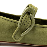 Larroude Verona Ballet Flat In Seaweed Suede
