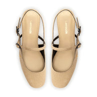 Georgina Pump In Beige Raffia and Black Trimming