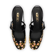 Georgina Pump In Black Sakura Printed Fabric
