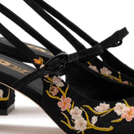 Georgina Pump In Black Sakura Printed Fabric