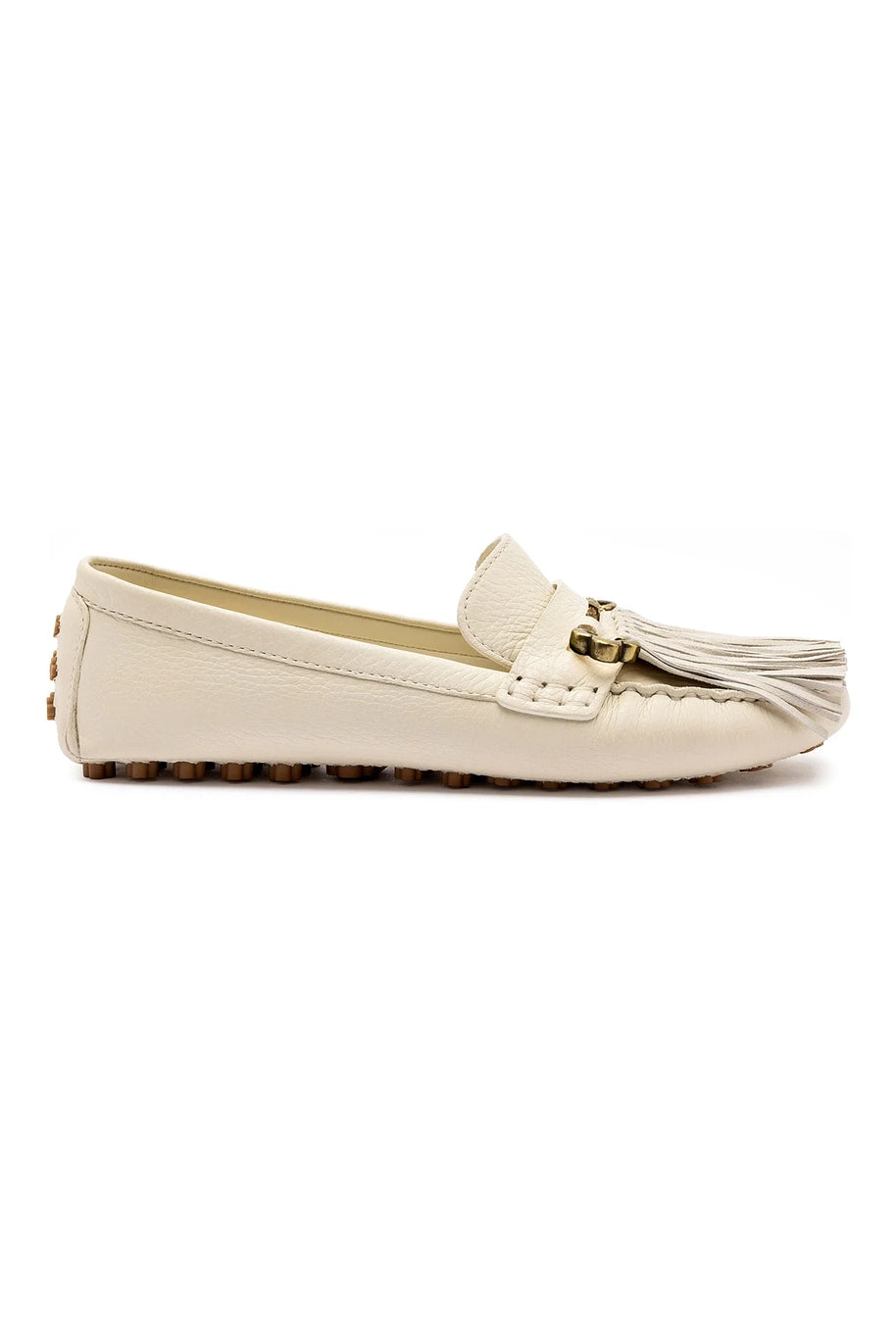 Larroude Joy Mocassin In Ivory Leather