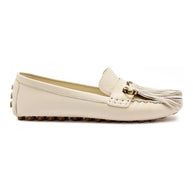 Larroude Joy Mocassin In Ivory Leather