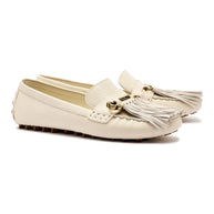 Larroude Joy Mocassin In Ivory Leather