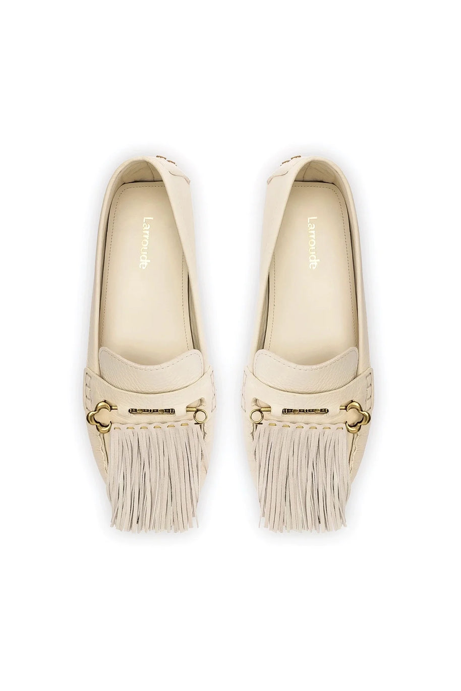 Larroude Joy Mocassin In Ivory Leather