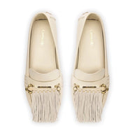 Larroude Joy Mocassin In Ivory Leather