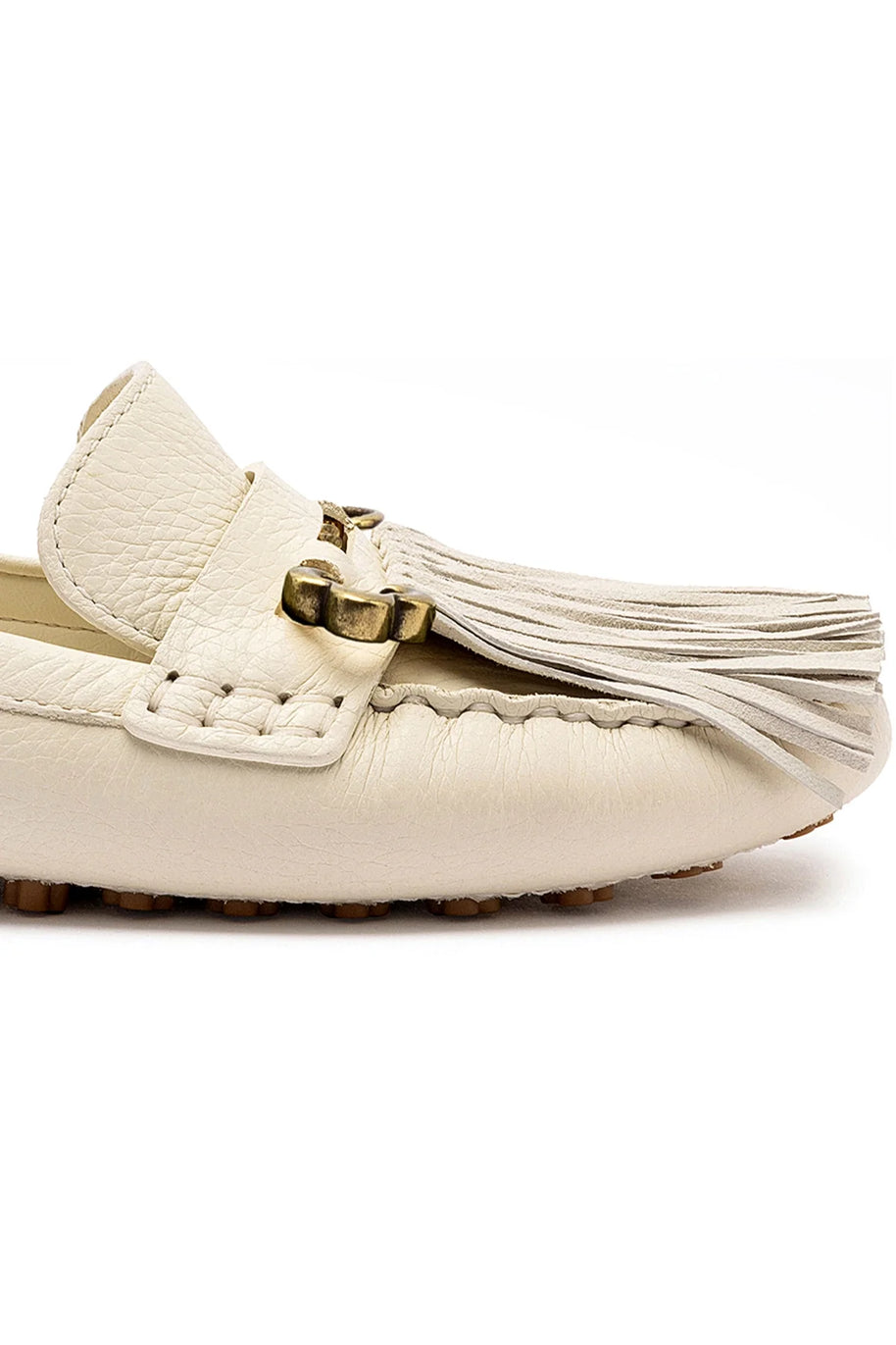 Larroude Joy Mocassin In Ivory Leather