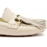 Larroude Joy Mocassin In Ivory Leather