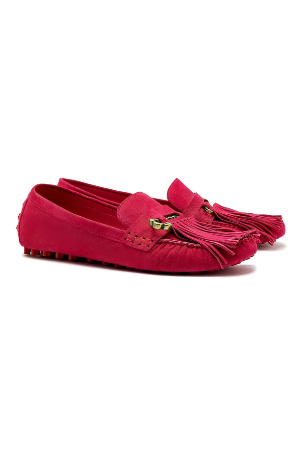Larroude Joy Mocassin In Pink Suede