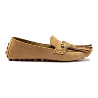 Larroude Joy Mocassin In Peanut Suede
