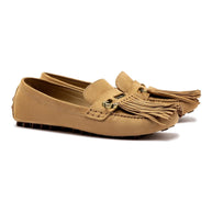 Larroude Joy Mocassin In Peanut Suede