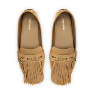 Larroude Joy Mocassin In Peanut Suede