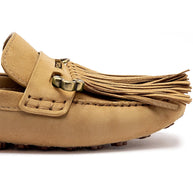 Larroude Joy Mocassin In Peanut Suede