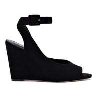 Deena By Larroudé Wedge Sandal In Black Suede