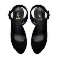 Deena By Larroudé Wedge Sandal In Black Suede