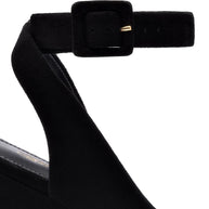 Deena By Larroudé Wedge Sandal In Black Suede